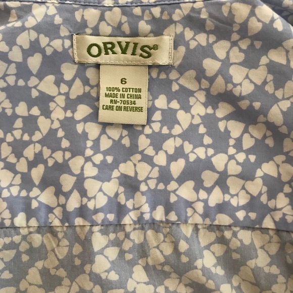 ORVIS Hearts Print Button Down Shirt -100% Cotton - Picture 14 of 16